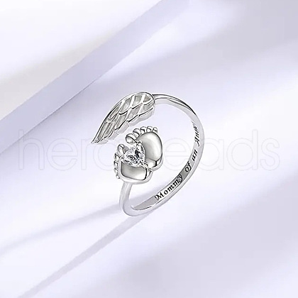 Fashionable Brass Cubic Zirconia Cuff Rings FS-WGAF8F3-04-1