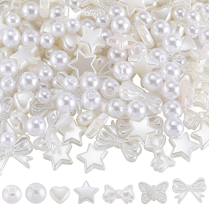 SUNNYCLUE 7 Styles ABS Plastic Imitation Pearl Beads KY-SC0002-17-1
