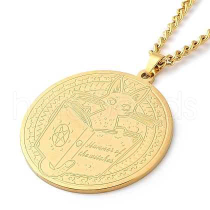 304 Stainlessa Steel Curb Chain Pendant Necklaces NJEW-H034-07G-1