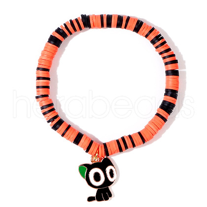 Ghostly Polymer Clay Heishi Stretch Bracelets BH7010-10-1