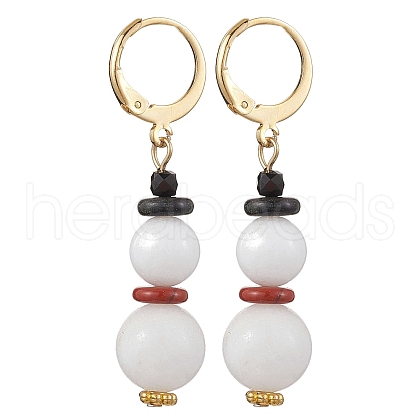 304 Stainless Steel & White Jade Leverback Earrings EJEW-JE06161-01-1