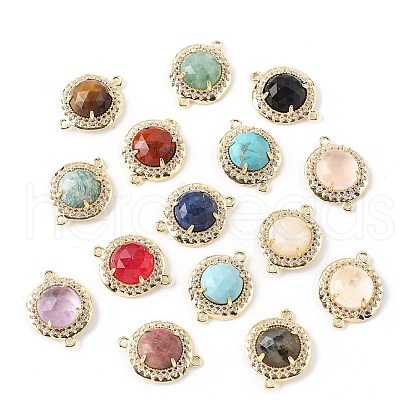 Natural & Synthetic Mixed Gemstone Faceted Connector Charms G-H323-03G-1