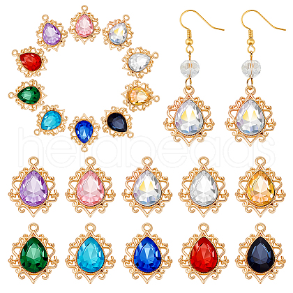 AHADERMAKER 40Pcs 10 Colors Glass Rhinestone Pendants FIND-GA0003-60-1
