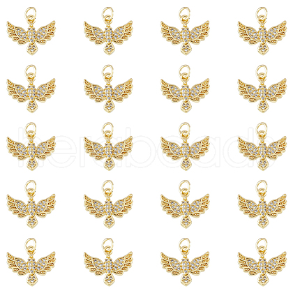 DICOSMETIC Brass Micro Pave Clear Cubic Zirconia Charms KK-DC0001-67-1