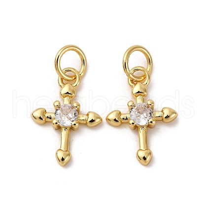 Brass Micro Pave Cubic Zirconia Pendants KK-P308-27G-1