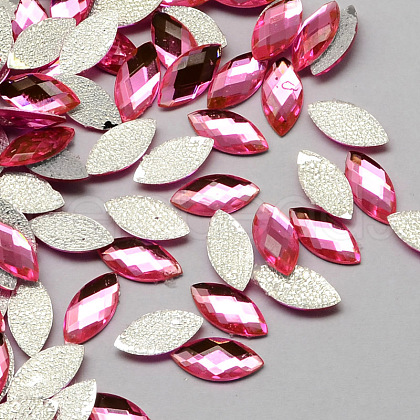 Transparent Faceted Horse Eye Acrylic Hotfix Rhinestone Flat Back Cabochons for Garment Design GACR-Q003-5x10mm-30-1