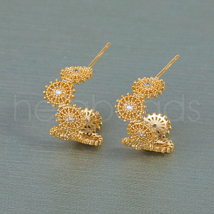 European American Style Hollow C-shaped Brass Stud Earrings XU5505-1