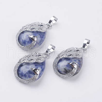 Natural Blue Spot Jasper Pendants X-G-E442-04D-1