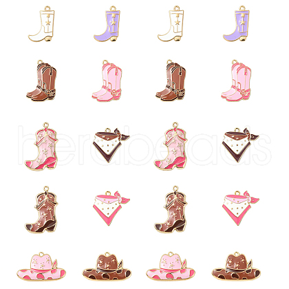 10Pcs 10 Styles West Cowboy Theme Alloy Enamel Pendants ENAM-YW0004-50-1