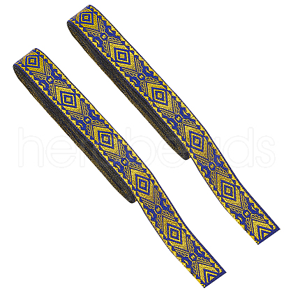 7M Polyester Jacquard Rhombus Ribbon SRIB-WH0011-213-1