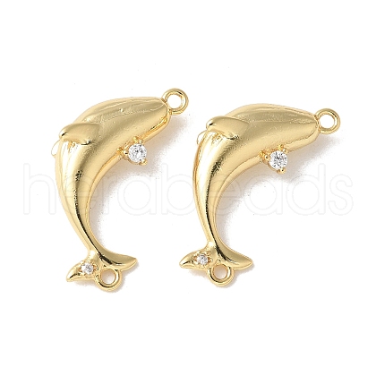 Brass Micro Pave Clear Cubic Zirconia Connector Charms KK-Q031-11G-1