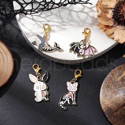 Halloween Alloy Enamel Pendant Decorations HJEW-JM03288-1
