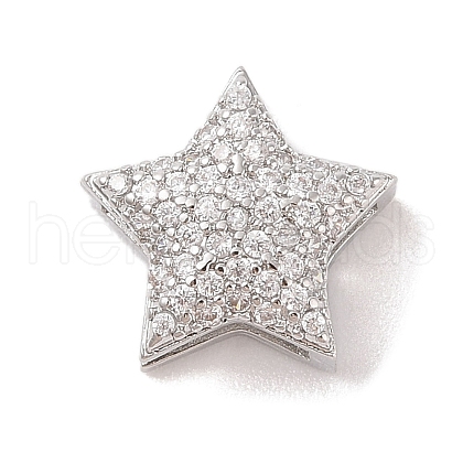 Rack Plating Brass Clear Cubic Zirconia Beads KK-S380-23P-1