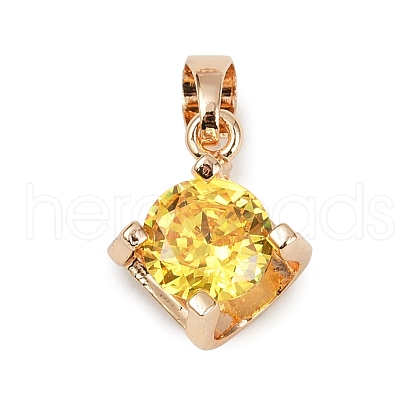 Brass Micro Pave Cubic Zirconia Pendants KK-E795-29KCG-03-1