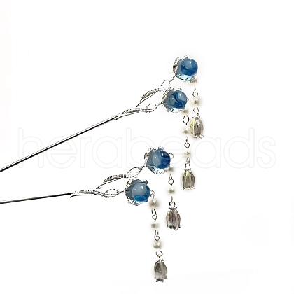 Chinese Lotus Alloy Hair Sticks PW-WG78F11-01-1