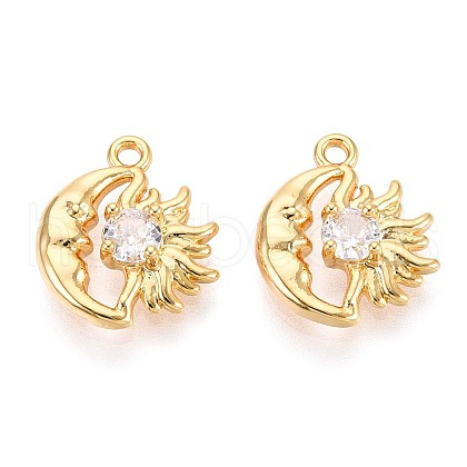 Brass Micro Pave Cubic Zirconia Charms KK-N263-94A-G-1