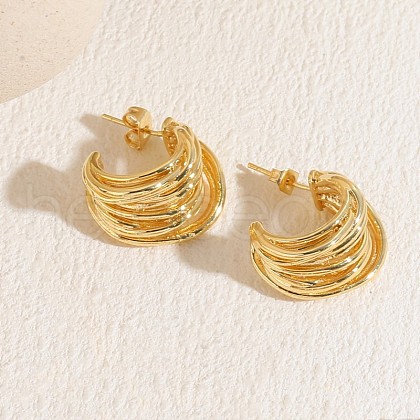 Brass C-Shaped Stud Earrings FS-WGBB4E9-02-1