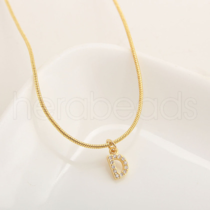 Brass Micro Pave Clear Cubic Zirconia Pendant Initial Necklaces FS-WGC46E8-04-1
