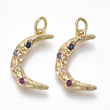 Brass Micro Pave Colorful Cubic Zirconia Pendants KK-S356-027G-NF-1