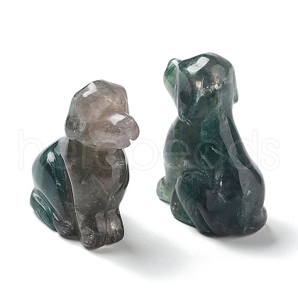Natural Fluorite Carved Healing Dog Figurines DJEW-F025-01B-1