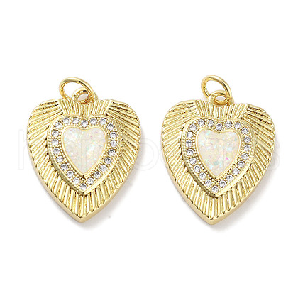 Brass Micro Pave Clear Cubic Zirconia Pendants KK-L213-013G-1