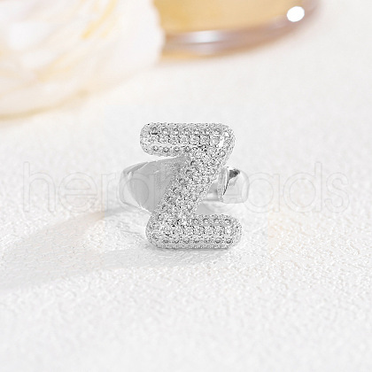 Brass Micro Pave Clear Cubic Zirconia Cuff Rings FS-WG4832E-52-1