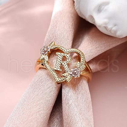 Heart with Flower Hollow Out Brass Finger Rings FS-WG99C3E-38-1