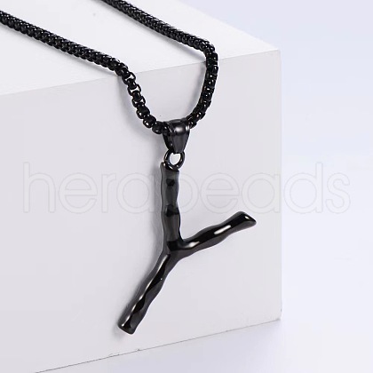 Stylish Stainless Steel Initial Pendant Necklaces SR1473-25-1
