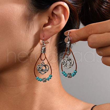 Alloy Synthetic Turquoise Dangle Earrings FS-WG12E90-08-1