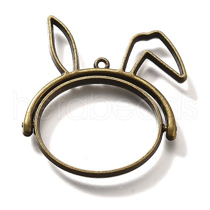 Rabbit Rotatable Alloy Swivel Open Back Bezel Pendants PALLOY-I223-19AB-1