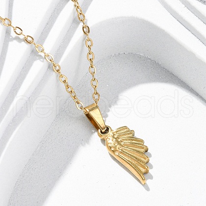 Wing 304 Stainless Steel Pendant Necklaces NJEW-H059-22G-1