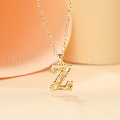 Alloy Textured Initial Pendant Necklaces FS-WG9837C-26-1