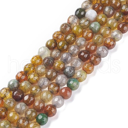 Dyed Natural Dragon Veins Agate Beads Strands G-C065-6mm-30-1