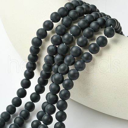 Dyed & Heated Natural Black Agate Beads Strands X-G-P088-14-6mm-1