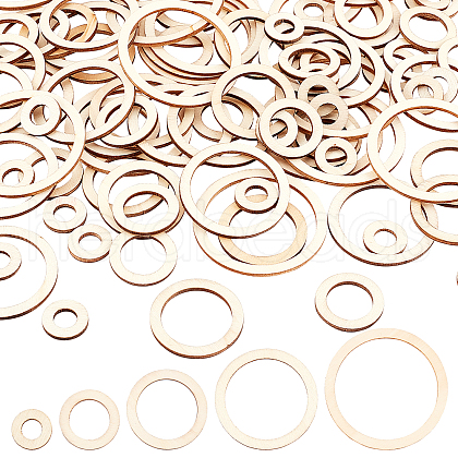 AHADEMAKER 100Pcs 5 Style Unfinished Wood Linking Rings WOOD-GA0001-30-1
