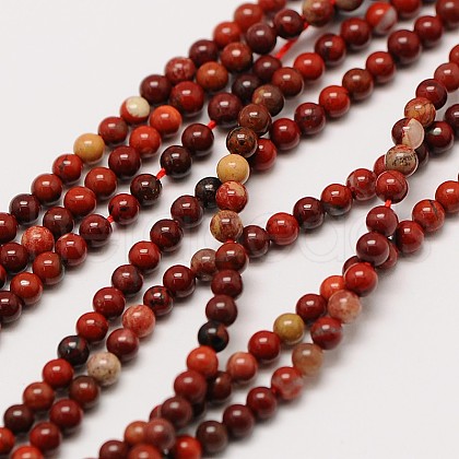 Natural Red Rainbow Jasper Round Beads Strands G-A130-2mm-25-1