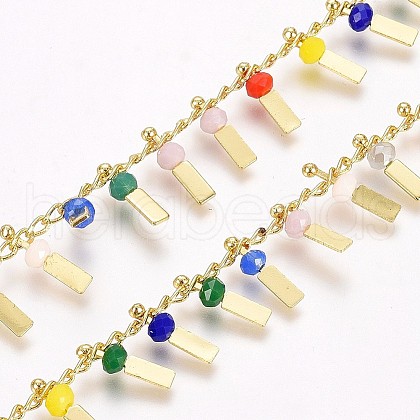 3.28 Feet Handmade Glass Beaded Chains X-CHC-I029-09J-1