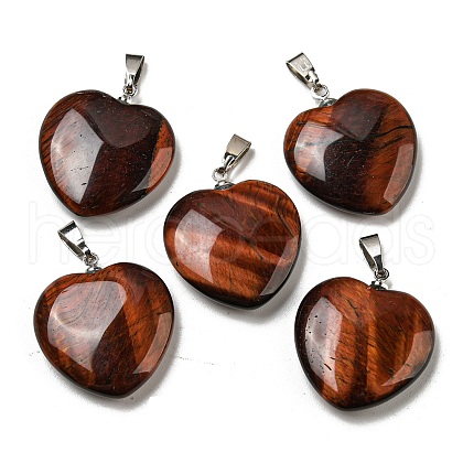 Dyed & Heated Natural Red Tiger Eye Pendants G-G956-B73-FF-1
