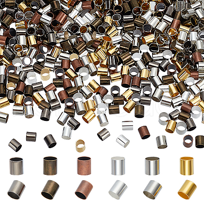 600Pcs 6 Colors Brass Crimp Beads KK-LP0001-16-1