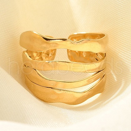 304 Stainless Steel Multi-layer Open Cuff Rings for Women STAS-Z108-03G-05-1
