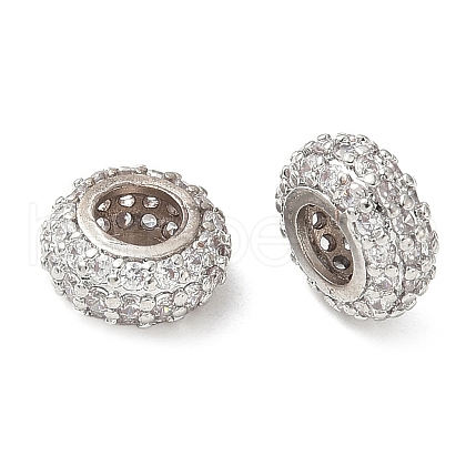 Brass Micro Pave Cubic Zirconia Beads KK-A254-03B-P-1