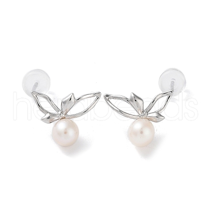 Natural Pearl Stud Earrings for Women EJEW-C083-07C-P-1