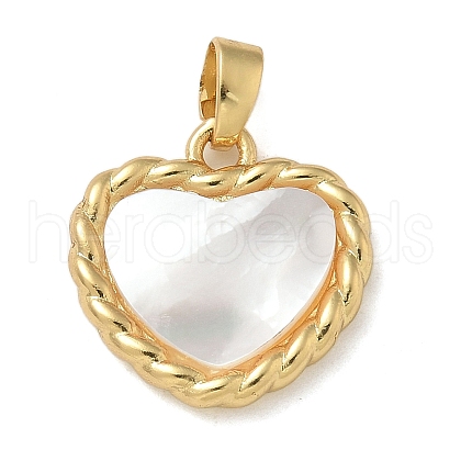 Rack Plating Brass Pave Shell Pendants KK-K392-52G-1