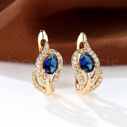 Brass Micro Pave Cubic Zirconia Hoop Earrings WG4C638-10-1