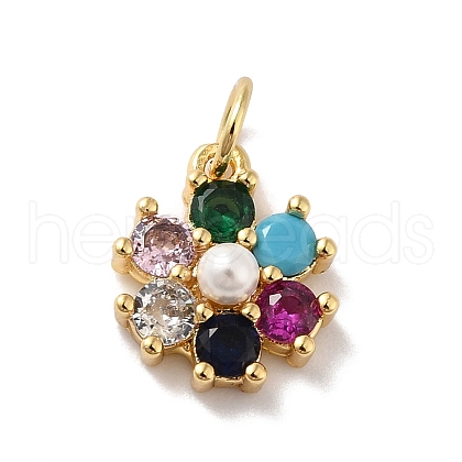 Rack Plating Brass Micro Pave Cubic Zirconia Charms KK-A160-22C-G-1