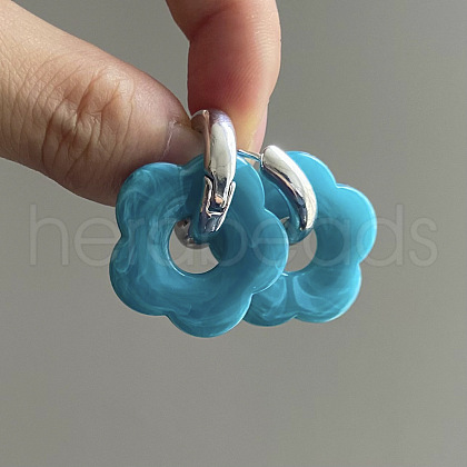 Flower Stainless Steel Acrylic Hoop Earrings FS-WGEB331-23-1