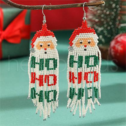 Christmas Santa Glass Bead Handmade Dangle Earrings for Women CL3049-1