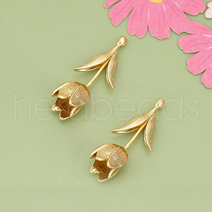Three-Dimensional Flower Brass Pendants KK-V006-02G-04-1