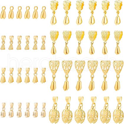 SUPERFINDINGS 48Pcs 8 Style Brass Ice Pick Pinch Bails KK-FH0003-64-1