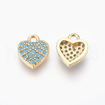 Brass Micro Pave Cubic Zirconia Charms KK-O106-25G-1